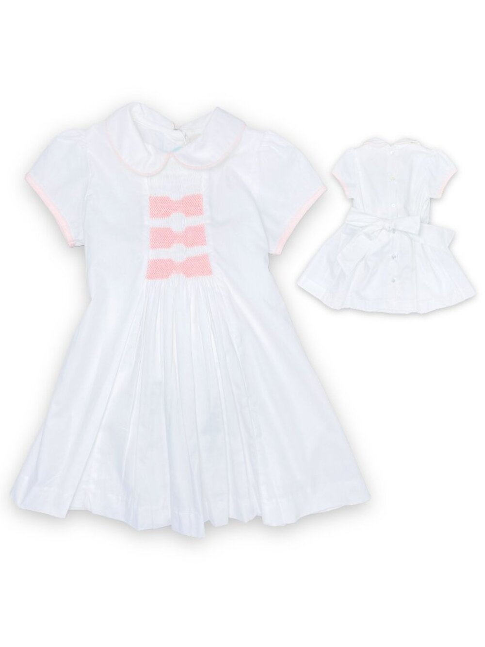 NWT Dondolo White + Pink Embroidered Smocked Dress + Bloomers Outfit Set 24m